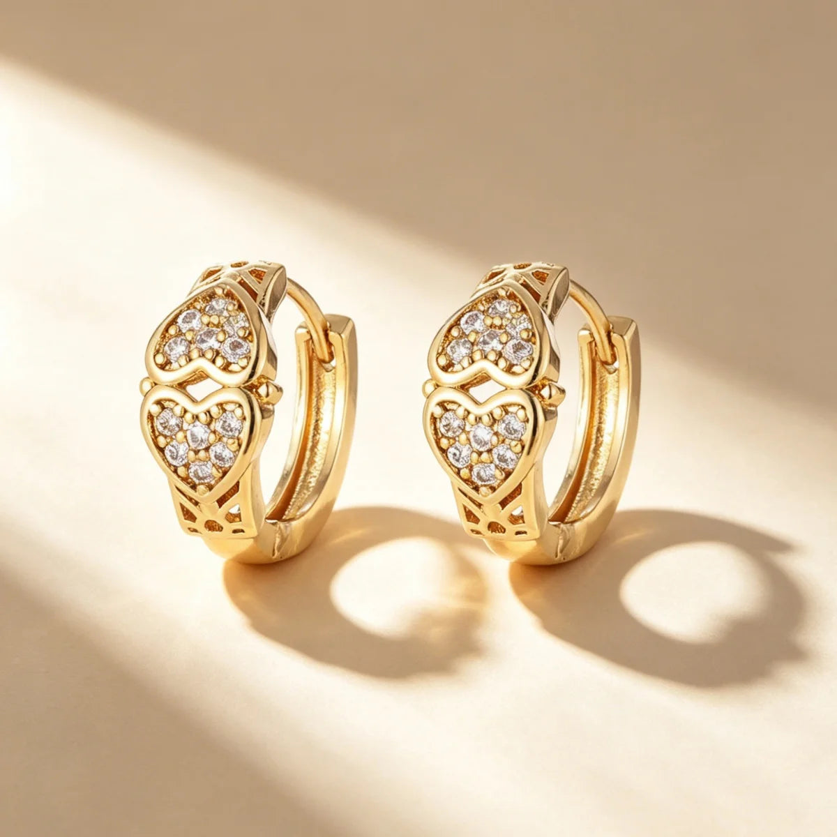 Fashion Trendy Copper Golden Heart Clip-on Earrings High Gloss Daily All-match Jewelry