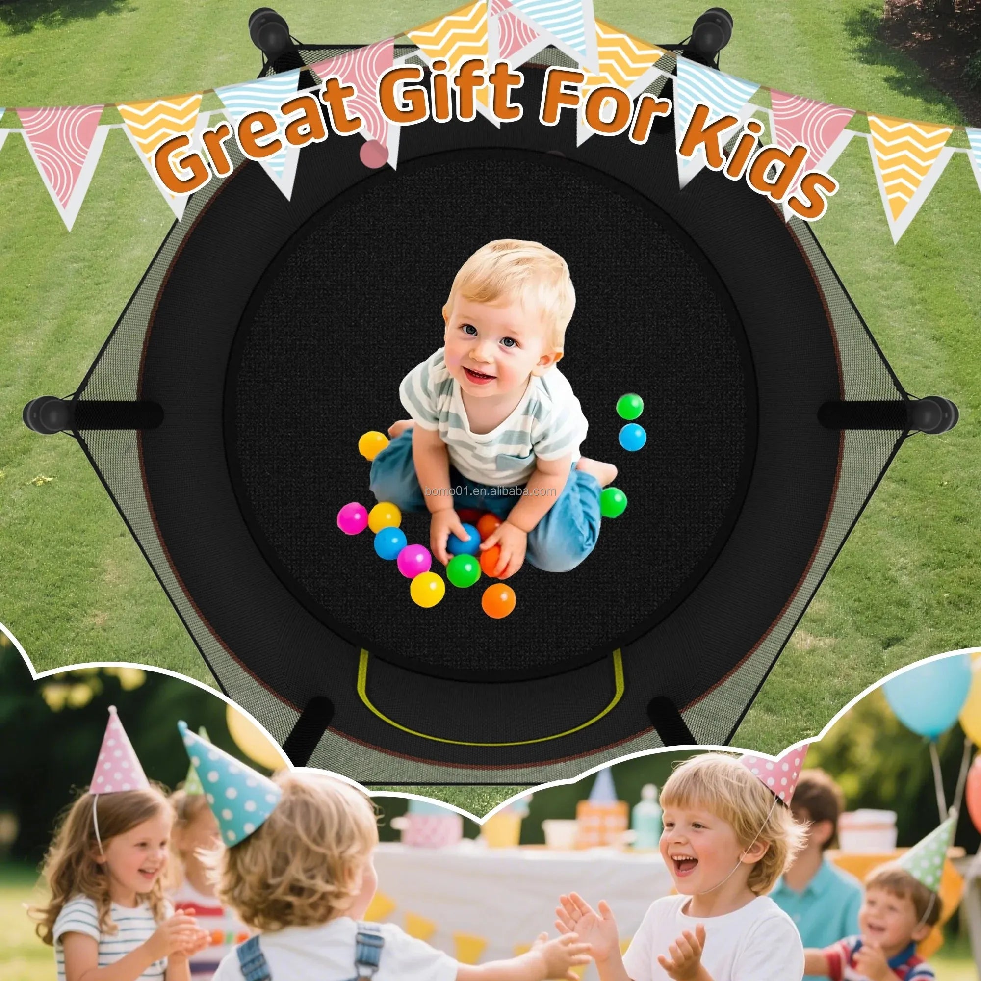 Zoshine Professional 60inch Kids Trampoline-Durable PVC Foam Steel Construction for Safe Outdoor Fun