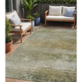 HMS 5' X 8' Abstract Indoor Outdoor Area Rug Beige and Fern Green Washable Carpet
