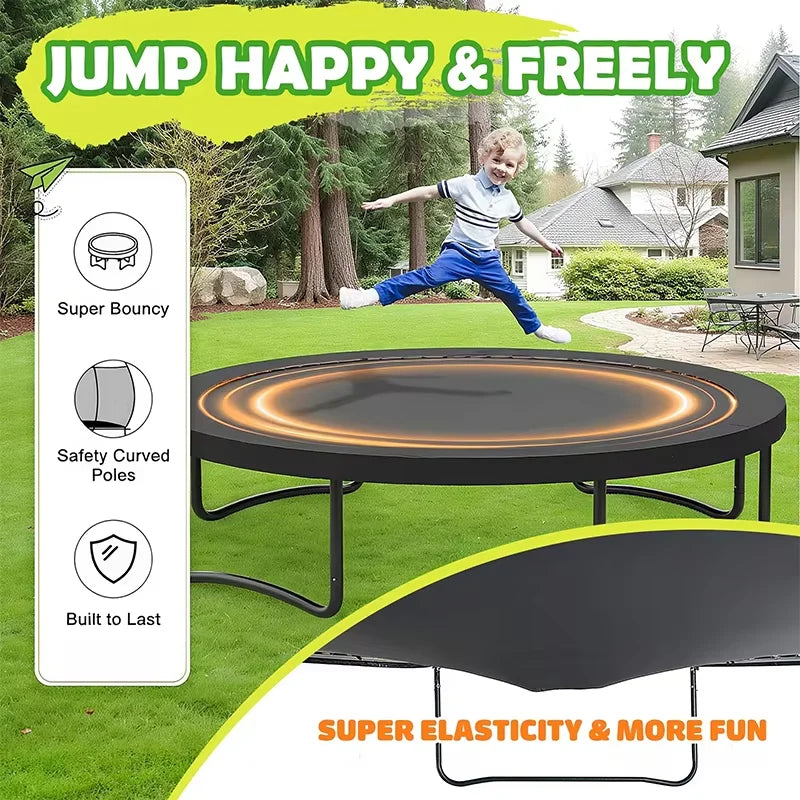 Zoshine 12FT Pumpkin Trampoline Professional and Safe with with Enclosure Net and PVC Mat for Kids and Adults Outdoor