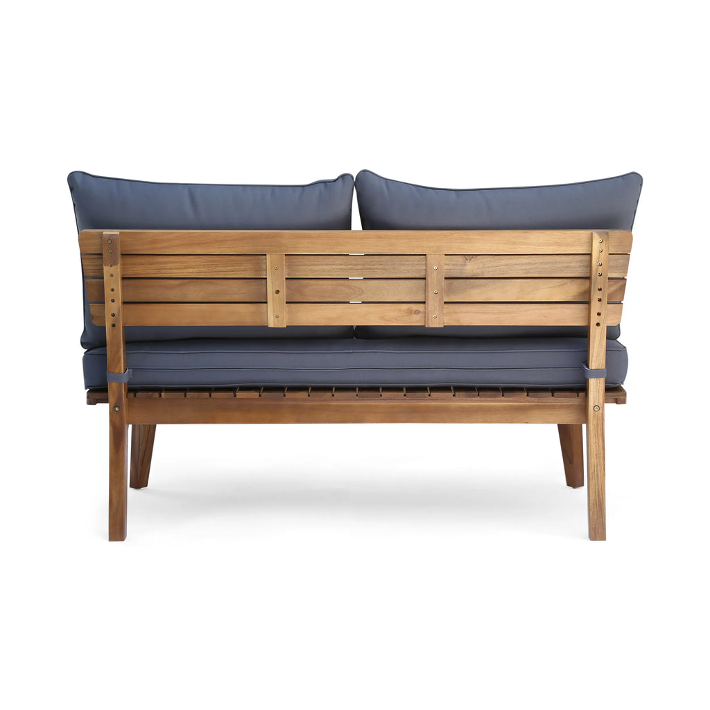 Modern Outdoor Patio Furniture Garden Set Loveseat Solid Wood & Fabric