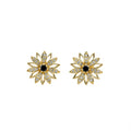 E4033 White Gold Flower Stud Earrings With Round Zircon Prong Setting For Women Classic Fashion Jewelry