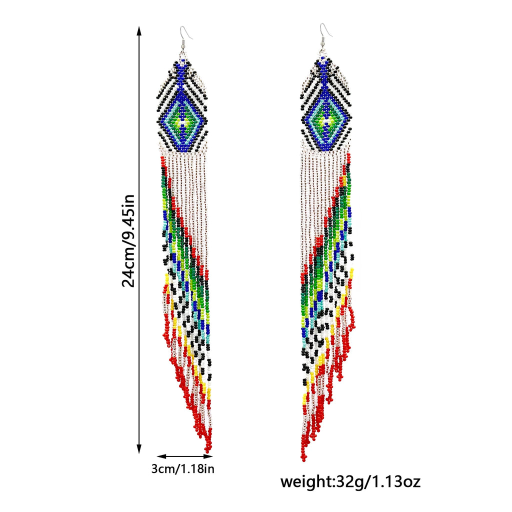 High Quality AHAYA Women's Fashionable Seed Bead Tassel Earrings Bohemian Style Drop Jewelry for Valentine's Day