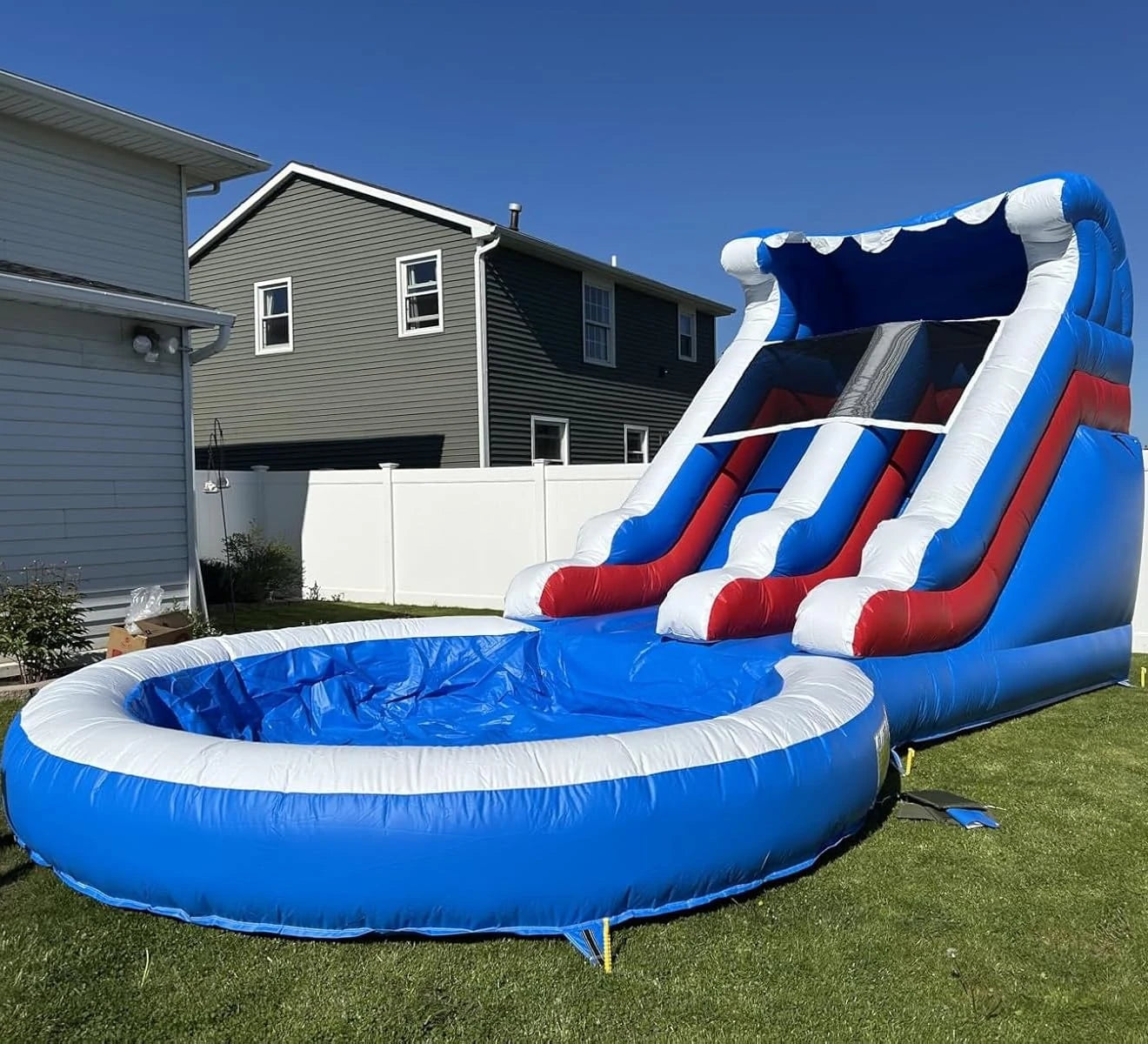 Factory Direct Commercial Grade PVC Backyard Outdoor Kids Adults Inflatable Water Slide with Splash Pool and Blower