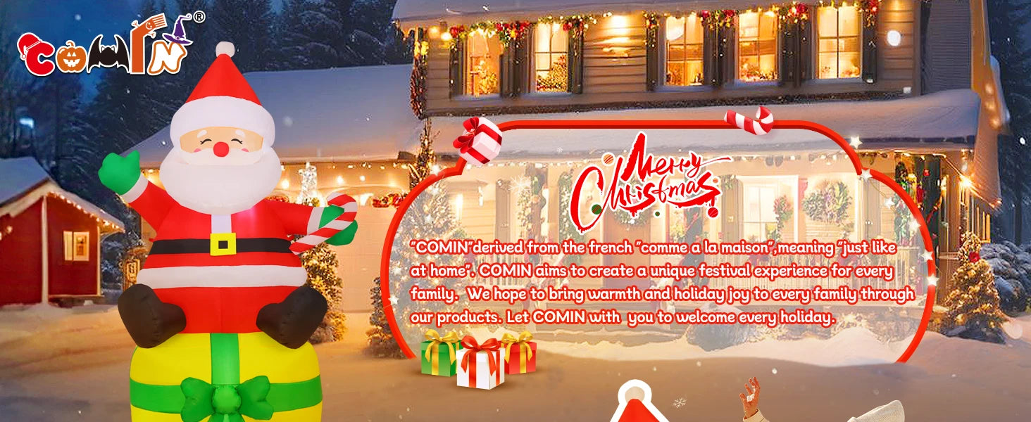 COMIN 7 Ft Christmas Indoor/Outdoor Party Decorations Santa Claus Figurine with LED Lights for Garden Lawn & Yard Blow Decor