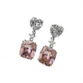 Uvde Austin Crystal Heart Drop Earrings For Women Romantic Party Jewelry Claw Setting Pink Stone Earrings