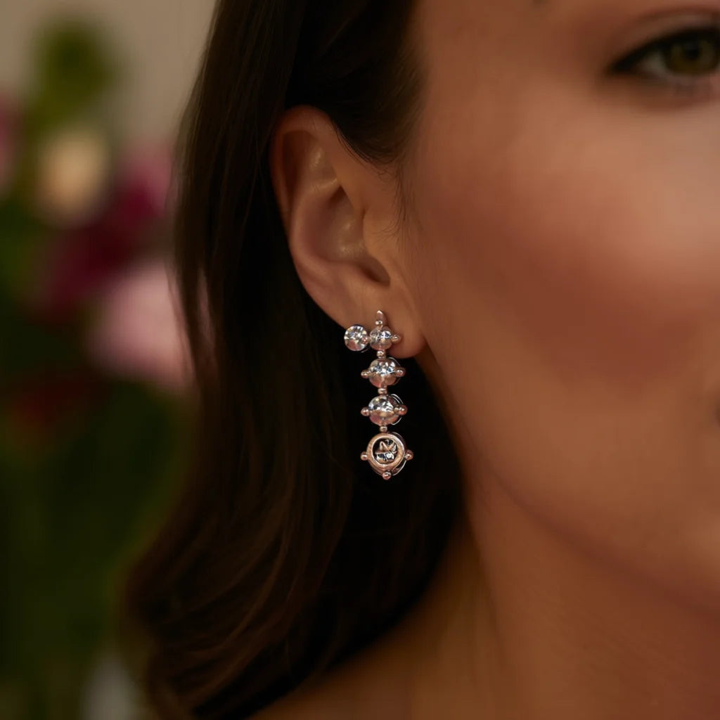 Nancy Fashion Drop Earrings White Gold Plated Crystal Rhinestone Geometric Classic Party Women's Jewelry
