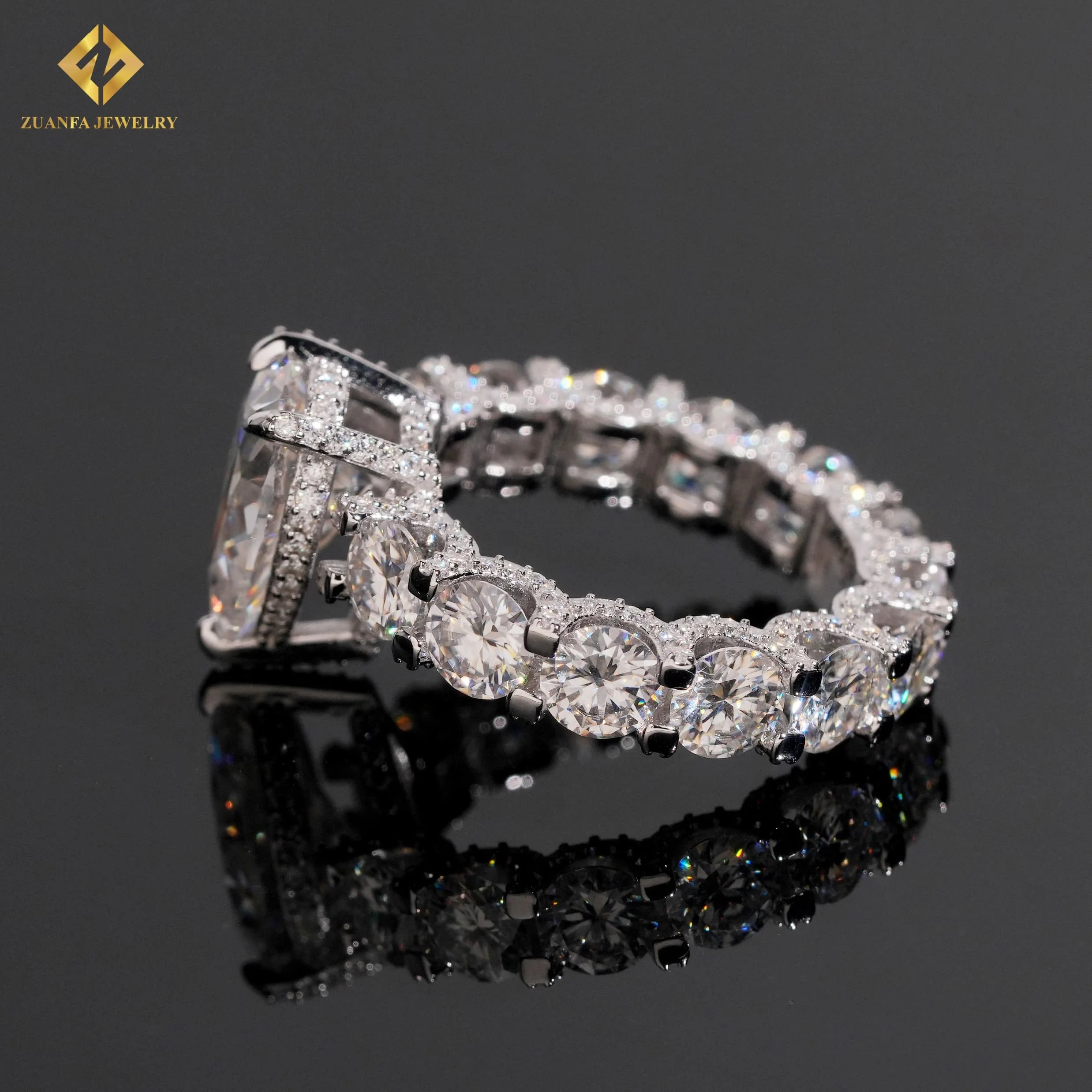 US Local Stock Warehouse Moissanite Jewelry Rings Unisex Men Women Iced Out Pear Shaped Cut Moissanite 925 Sterling Silver