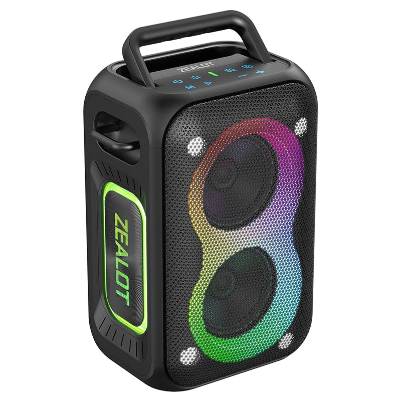 ZEALOT PT02 60W Powerful Blue Tooth Speaker with LED Lights, Deep Bass, IPX6 Waterproof, Outdoor Party Speaker