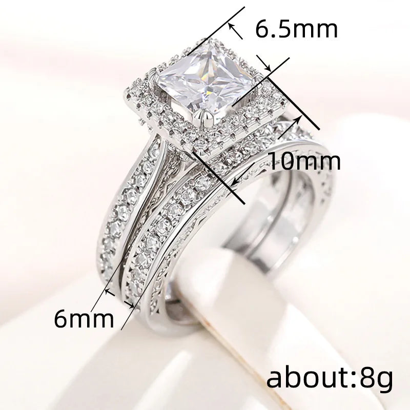 T0047 Princess Cut Diamond Engagement Ring White Gold Women's Natural G Color Diamond Band Jewelry