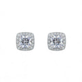 White Gold Princess Cut Zircon Stud Earrings Geometric Claw Setting Classic Women's Wedding Jewelry