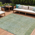 HMS 8' X 10' Abstract Indoor Outdoor Area Rug Green and Ivory Washable Carpet