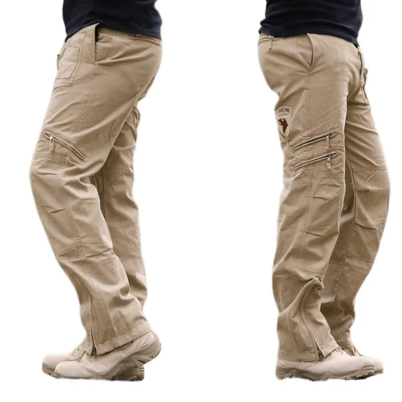 Outdoor Men's Cargo Tactical Combat Pants Straight Zipper Camouflage Overalls Men Cotton Wear-resistant Mountaineering Pants