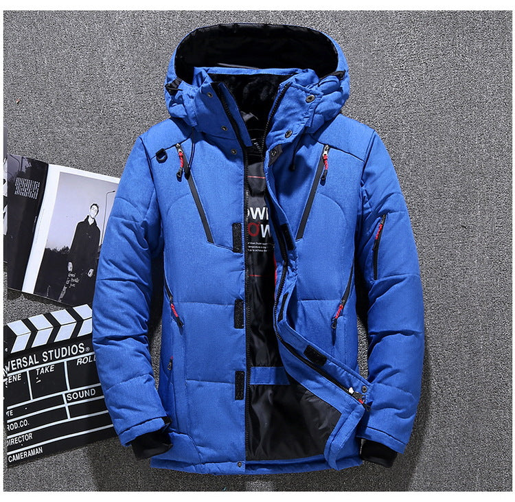 Winter Mens White Duck Down Jacket Warm Hooded Thick Slim Fit Puffer Jacket Coat Male Casual High Quality Overcoat Thermal