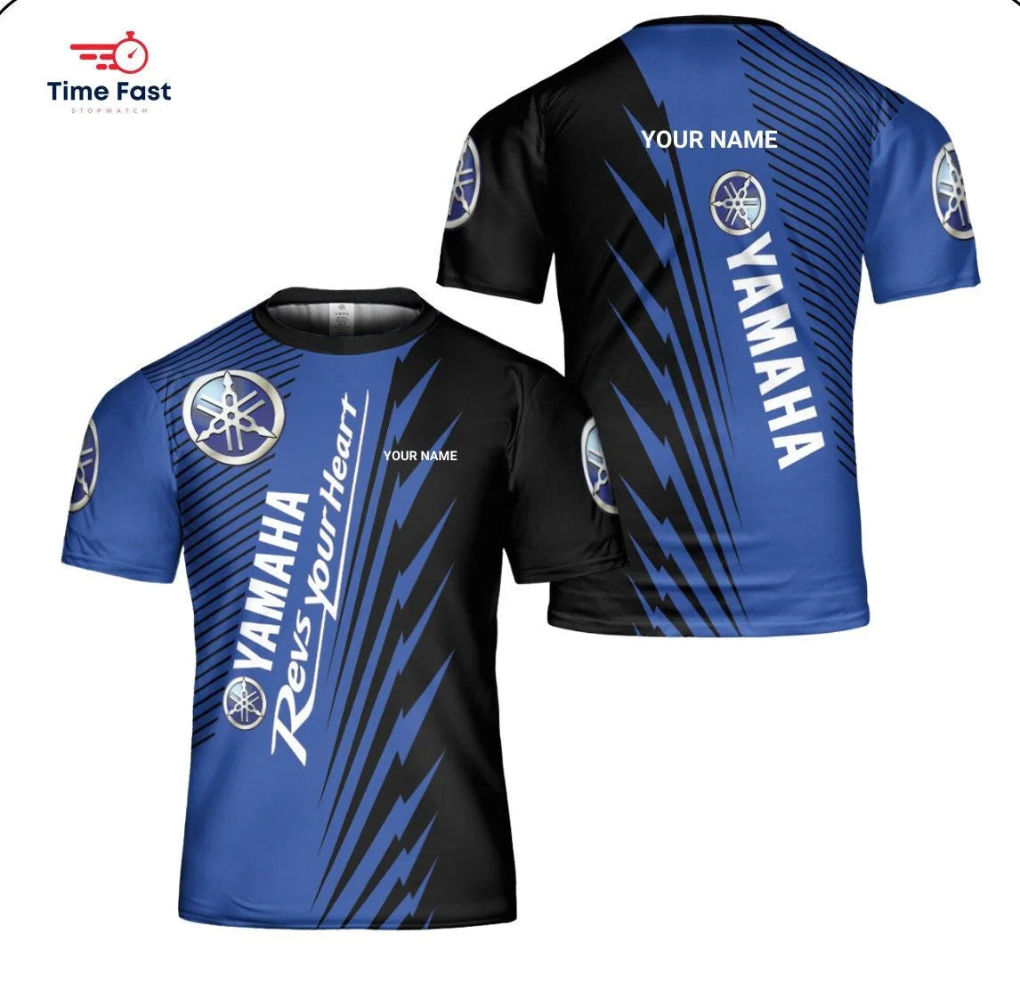 New Yamaha fashion 3D printed team motorcycle cross-country racing T-shirt for men, quick-dry, breathable, round-neck sports shi