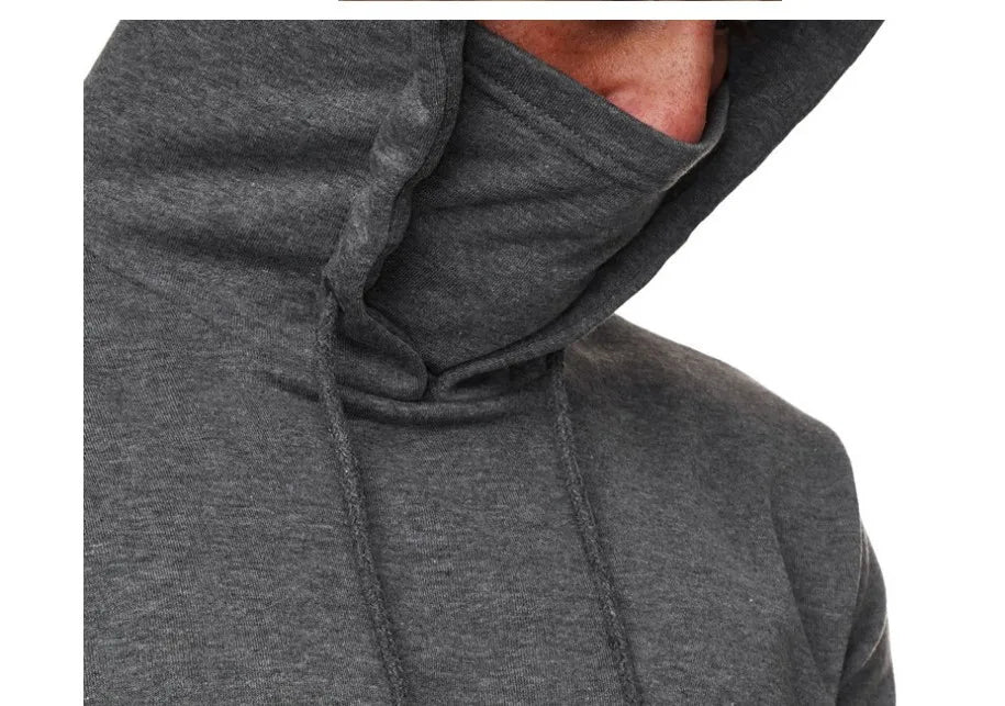 Sportswear Men's Hooded Long Sleeve Fleece Sweater Men's Face Mask Sweatshirts