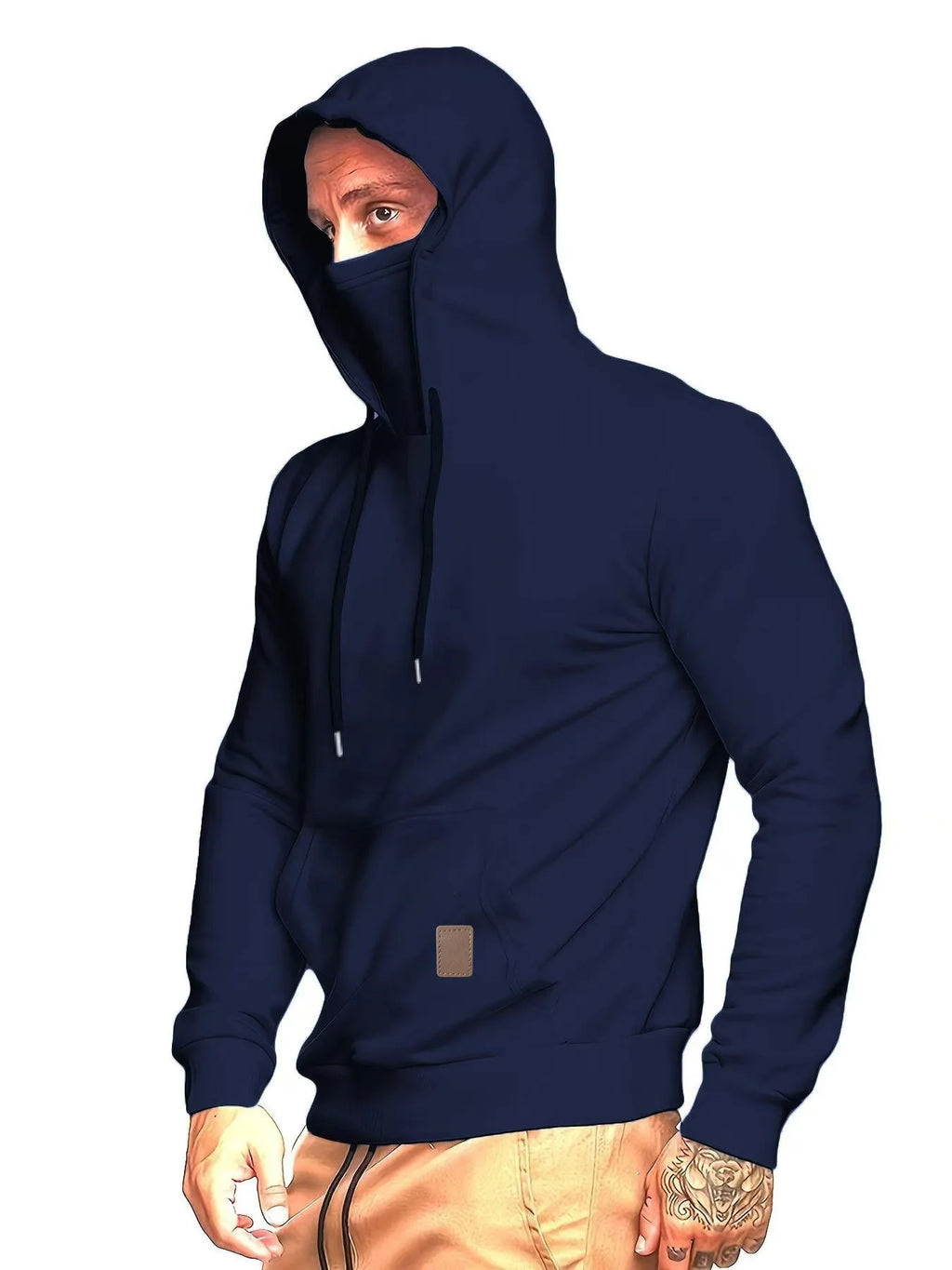 Sportswear Men's Hooded Long Sleeve Fleece Sweater Men's Face Mask Sweatshirts