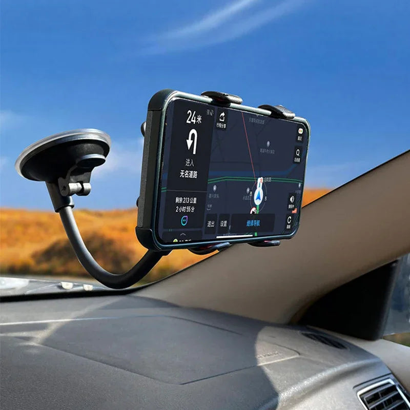 Universal Car Phone Holder 360° Rotating Flexible Windshield Dashboard Mount Cellphone Stand GPS Phone Bracket Auto Accessories