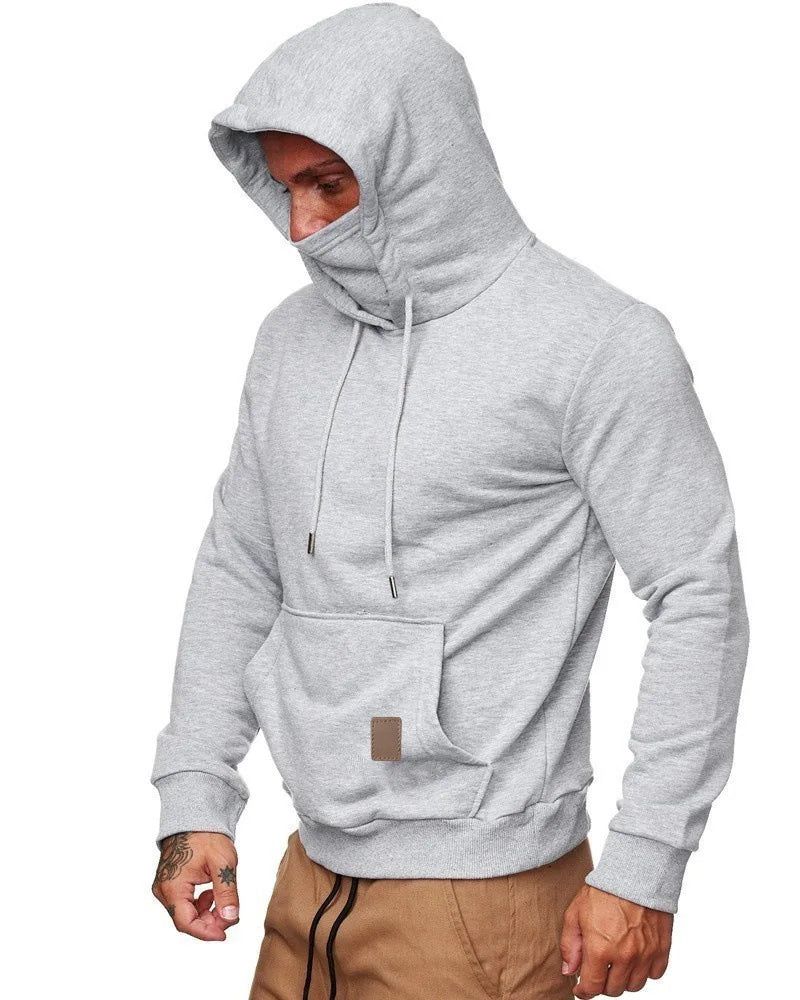 Sportswear Men's Hooded Long Sleeve Fleece Sweater Men's Face Mask Sweatshirts