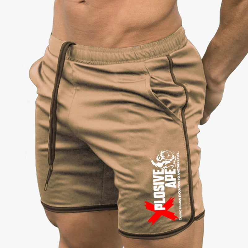 Summer New Trend Casual Drawstring Men's Sports Shorts Thin Mesh Quick Drying Casual Running Breathable Five Quarter Pants Men