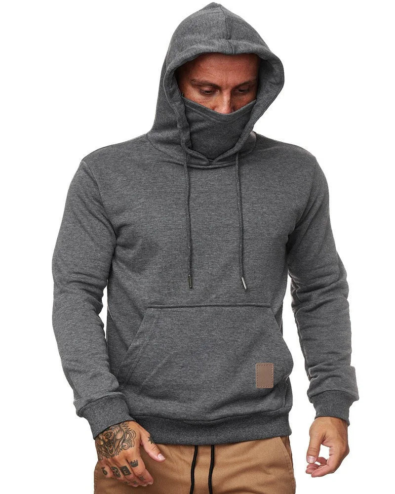 Sportswear Men's Hooded Long Sleeve Fleece Sweater Men's Face Mask Sweatshirts