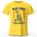 BLUE TIGER Trendy Printed Men's T-Shirt 100% Cotton Oversized Cultural Graphic Tees for Women Tops Tees Casual Streetwear