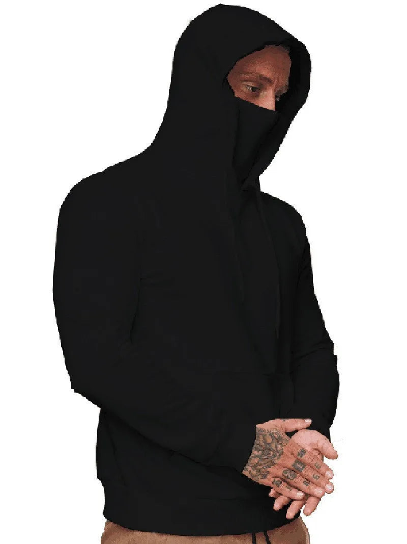 Sportswear Men's Hooded Long Sleeve Fleece Sweater Men's Face Mask Sweatshirts