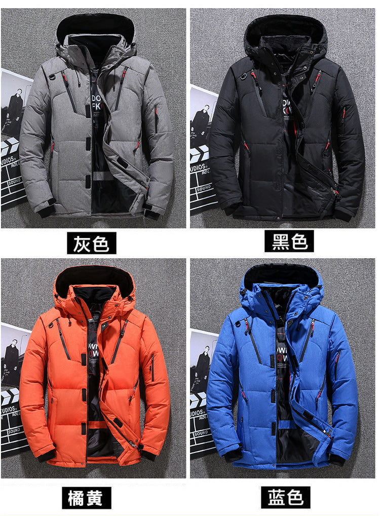Winter Mens White Duck Down Jacket Warm Hooded Thick Slim Fit Puffer Jacket Coat Male Casual High Quality Overcoat Thermal