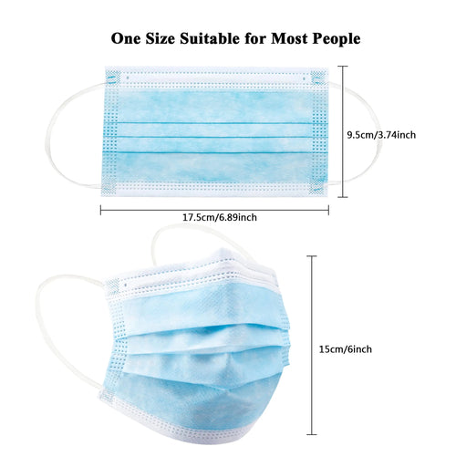 50/100Pcs Disposable Mask for Face Blue White Adult Mask Factory Wholesale 3 Layers Meltblown Non-Woven Breathable Face Mask