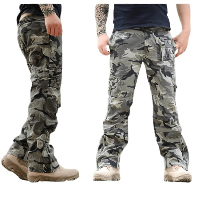 Outdoor Men's Cargo Tactical Combat Pants Straight Zipper Camouflage Overalls Men Cotton Wear-resistant Mountaineering Pants