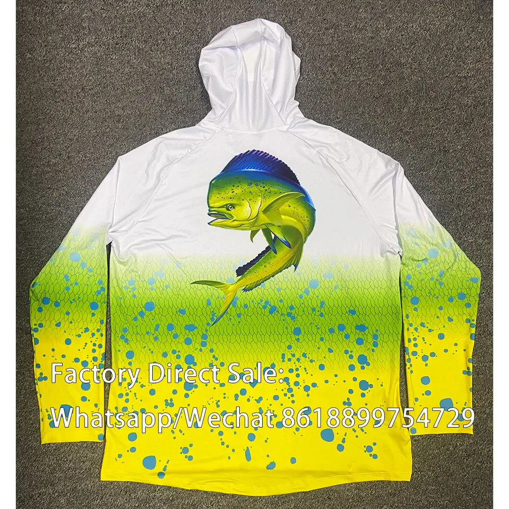Men Fishing Shirts Face Mask Neck Anti-uv Breathable Hoodi Fishing Jersey Long Sleeve Sun Protection Angling Top Camisa De Pesca