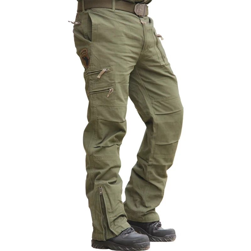 Outdoor Men's Cargo Tactical Combat Pants Straight Zipper Camouflage Overalls Men Cotton Wear-resistant Mountaineering Pants