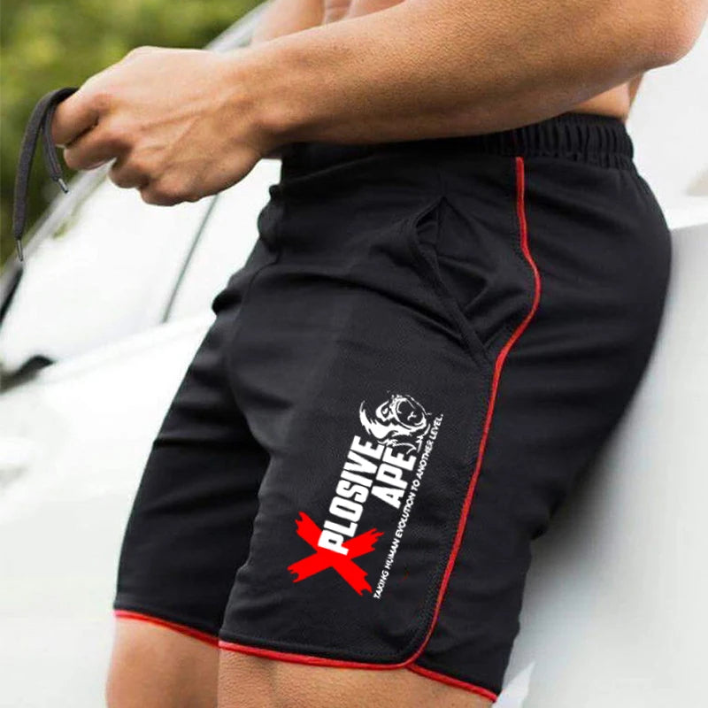 Summer New Trend Casual Drawstring Men's Sports Shorts Thin Mesh Quick Drying Casual Running Breathable Five Quarter Pants Men
