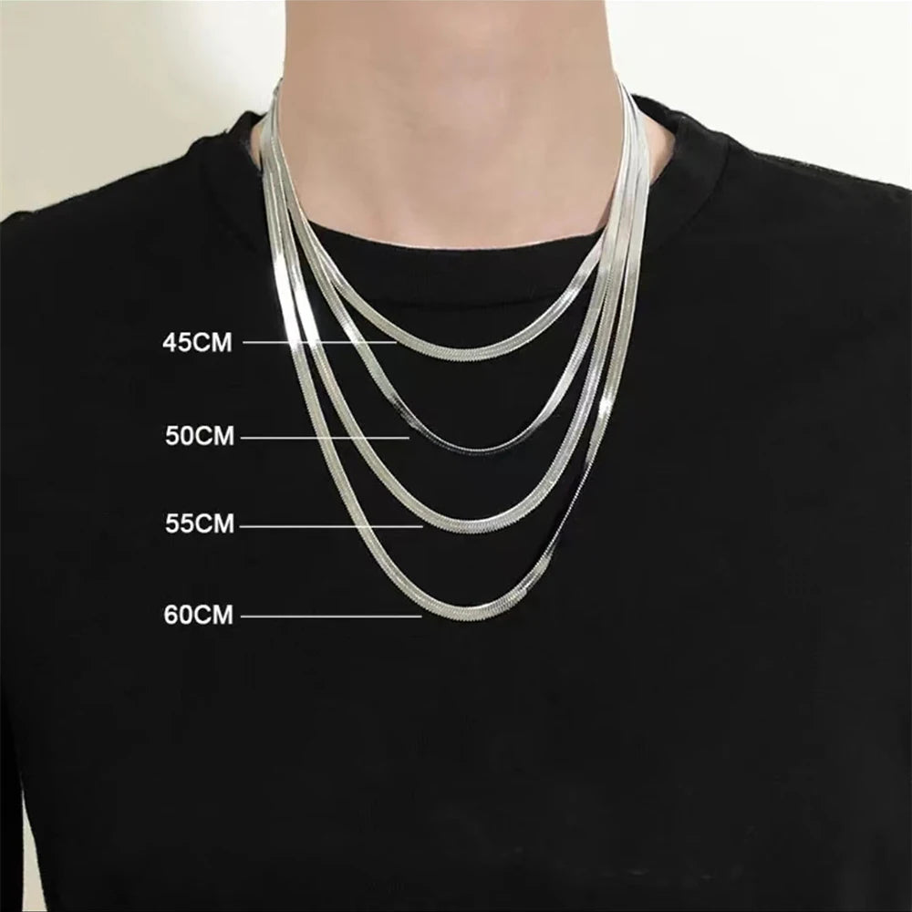 Hot Fashion Unisex Snake Chain Women Necklace Choker Stainless Steel Herringbone Gold Color Chain Necklace For Women Jewelry