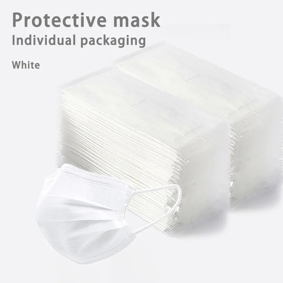 50/100Pcs Disposable Mask for Face Blue White Adult Mask Factory Wholesale 3 Layers Meltblown Non-Woven Breathable Face Mask