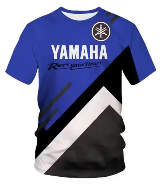 New Yamaha fashion 3D printed team motorcycle cross-country racing T-shirt for men, quick-dry, breathable, round-neck sports shi