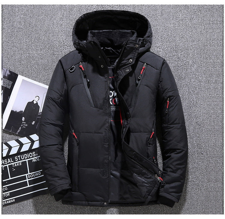 Winter Mens White Duck Down Jacket Warm Hooded Thick Slim Fit Puffer Jacket Coat Male Casual High Quality Overcoat Thermal