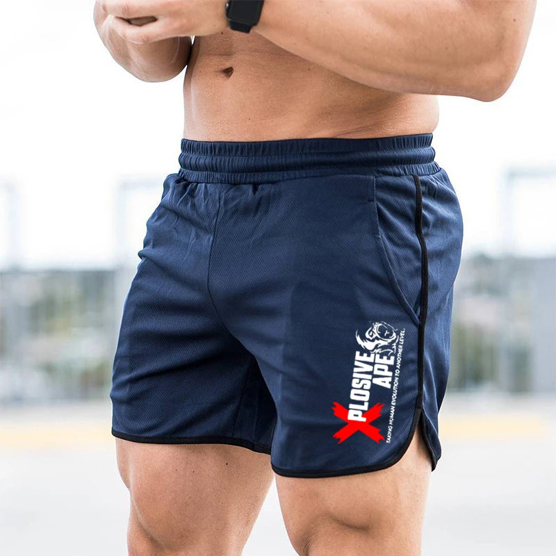 Summer New Trend Casual Drawstring Men's Sports Shorts Thin Mesh Quick Drying Casual Running Breathable Five Quarter Pants Men