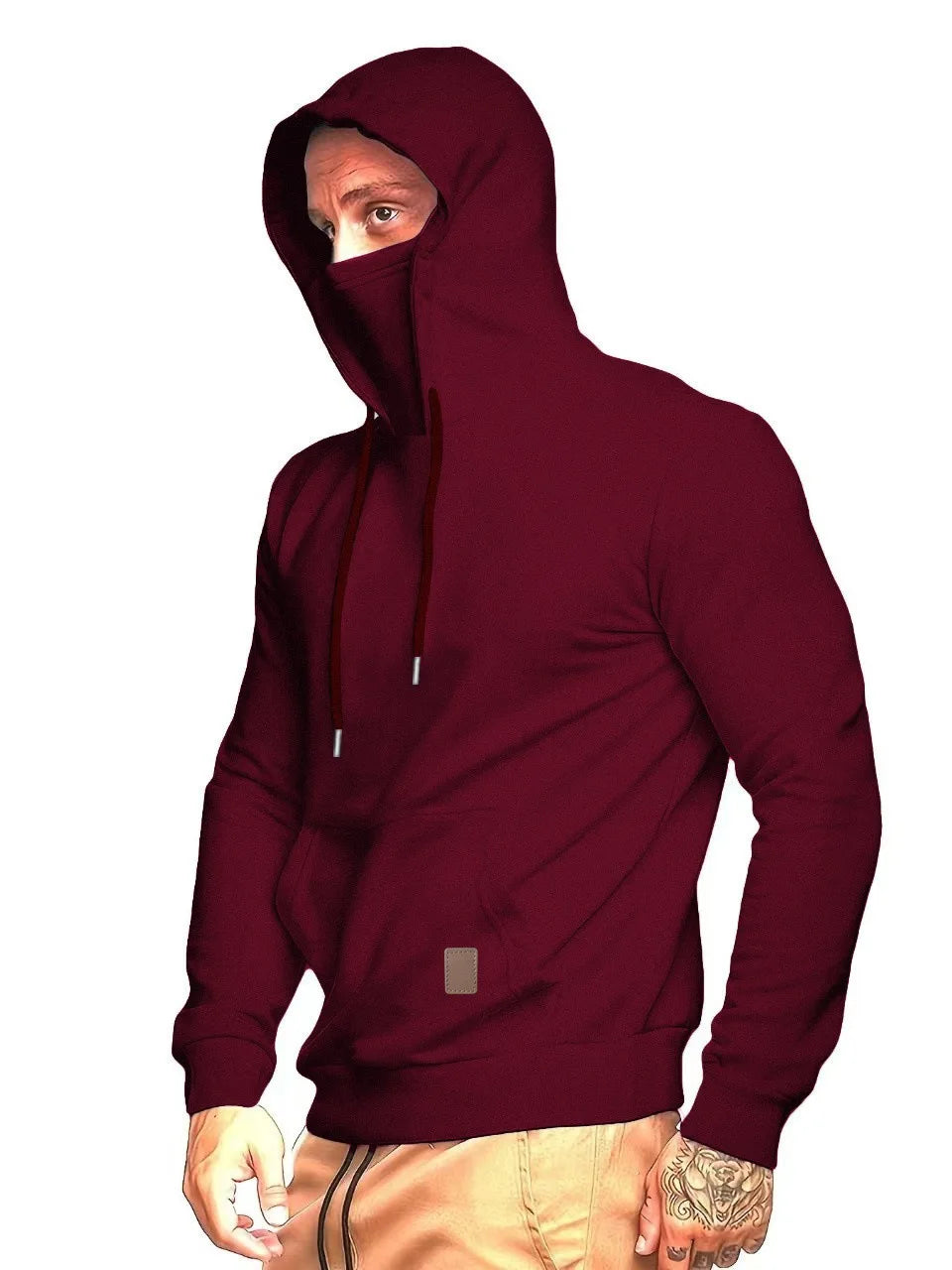 Sportswear Men's Hooded Long Sleeve Fleece Sweater Men's Face Mask Sweatshirts