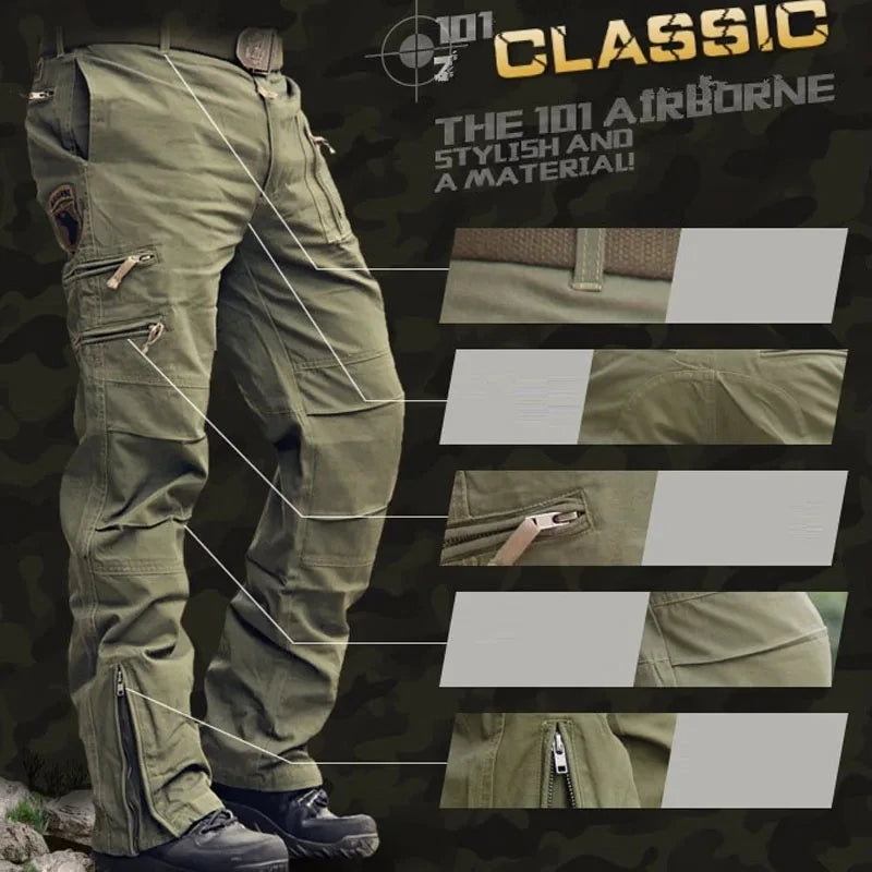 Outdoor Men's Cargo Tactical Combat Pants Straight Zipper Camouflage Overalls Men Cotton Wear-resistant Mountaineering Pants