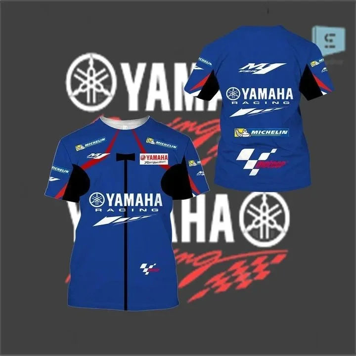 New Yamaha fashion 3D printed team motorcycle cross-country racing T-shirt for men, quick-dry, breathable, round-neck sports shi