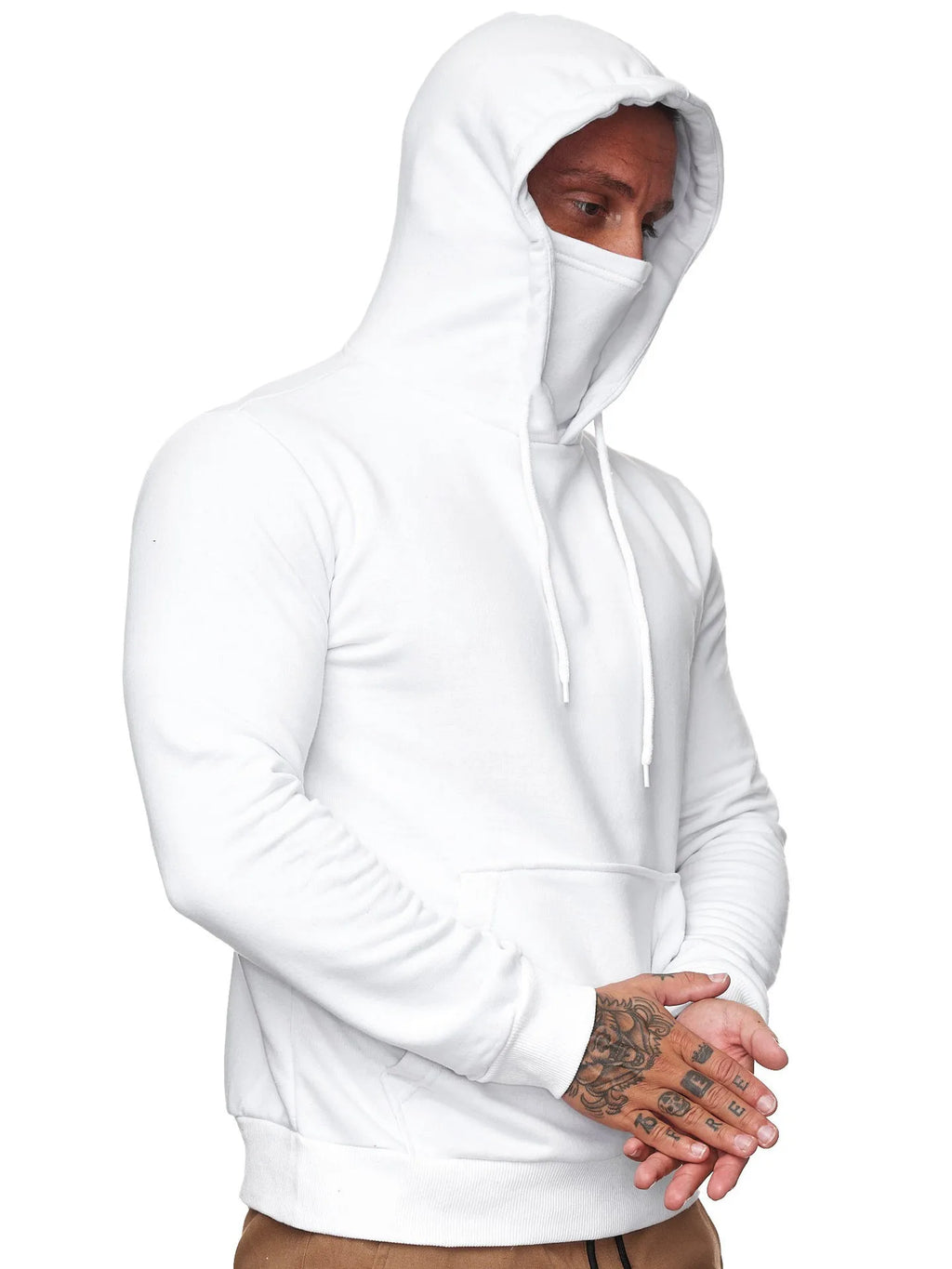 Sportswear Men's Hooded Long Sleeve Fleece Sweater Men's Face Mask Sweatshirts