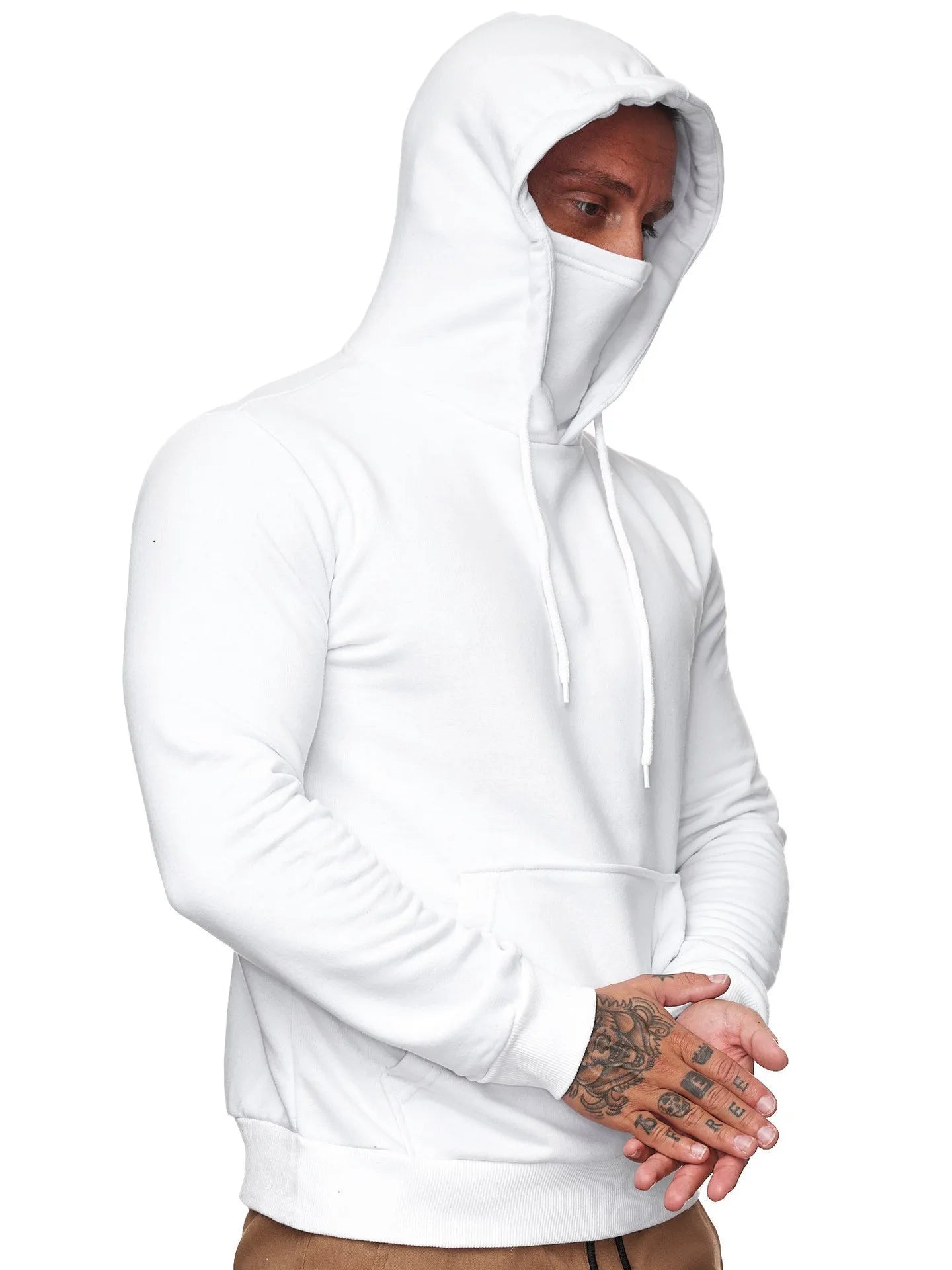 Sportswear Men's Hooded Long Sleeve Fleece Sweater Men's Face Mask Sweatshirts