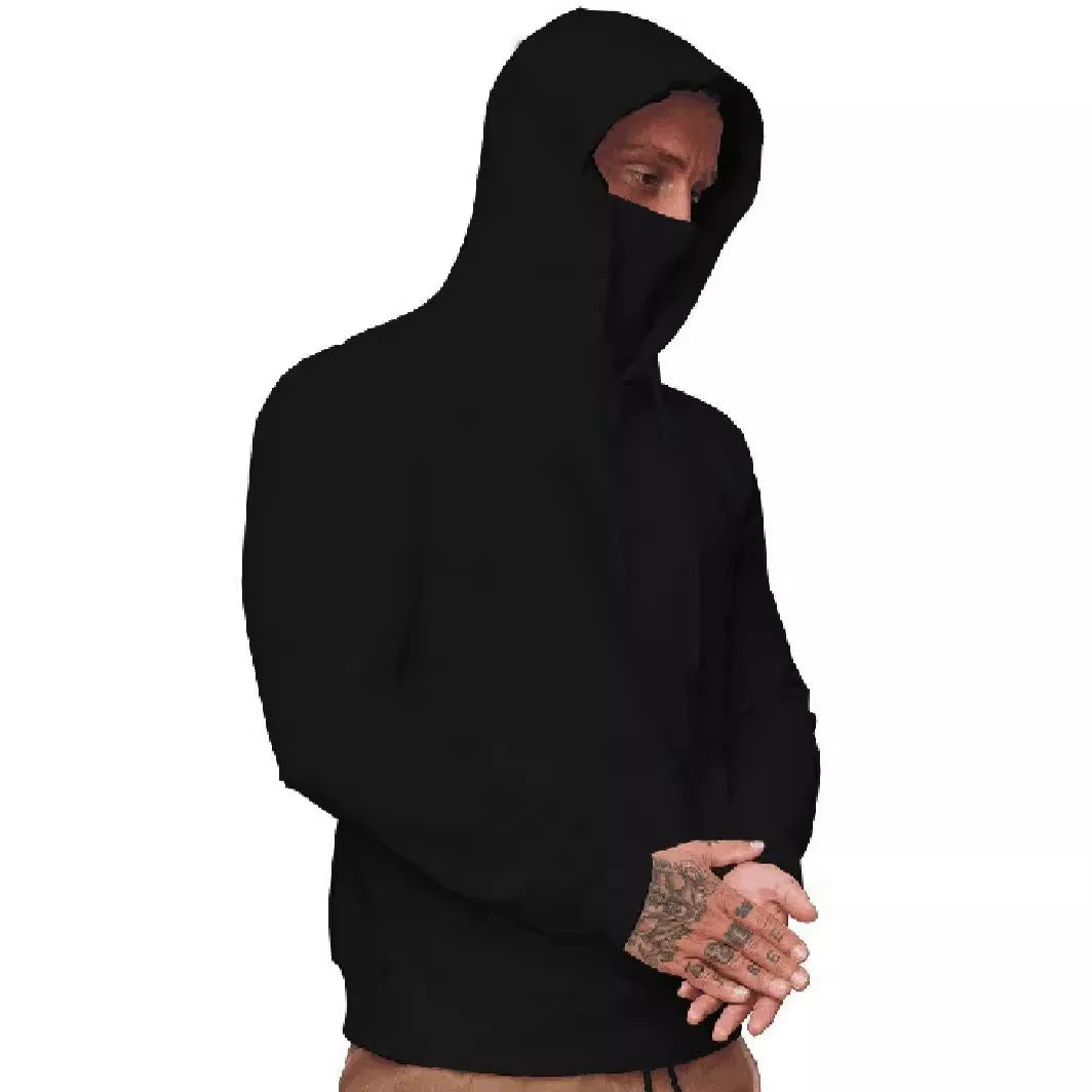 Sportswear Men's Hooded Long Sleeve Fleece Sweater Men's Face Mask Sweatshirts