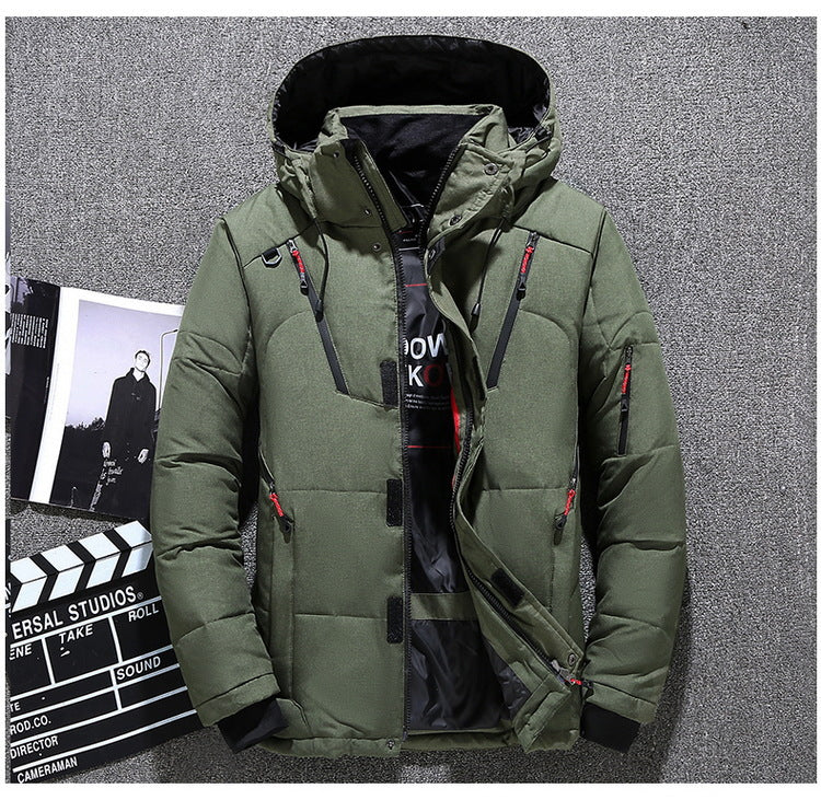 Winter Mens White Duck Down Jacket Warm Hooded Thick Slim Fit Puffer Jacket Coat Male Casual High Quality Overcoat Thermal