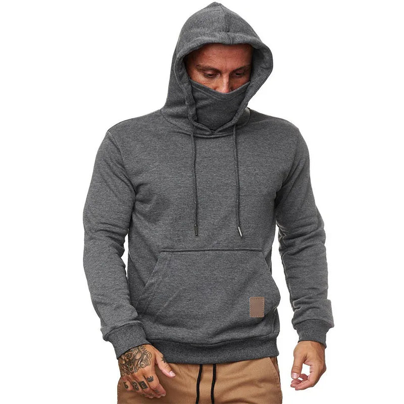 Sportswear Men's Hooded Long Sleeve Fleece Sweater Men's Face Mask Sweatshirts